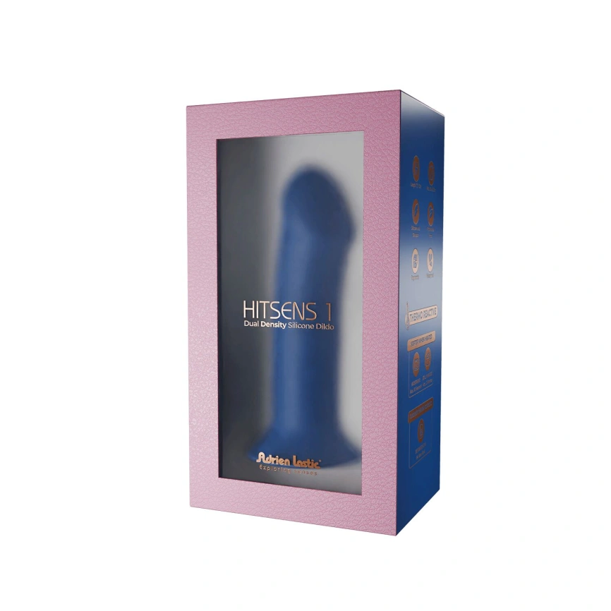 Двухслойный дилдо Adrien Lastic Hitsens 1 Blue, подходит для страпона, диаметр 4,5 см, длина 17,7 см фото 2