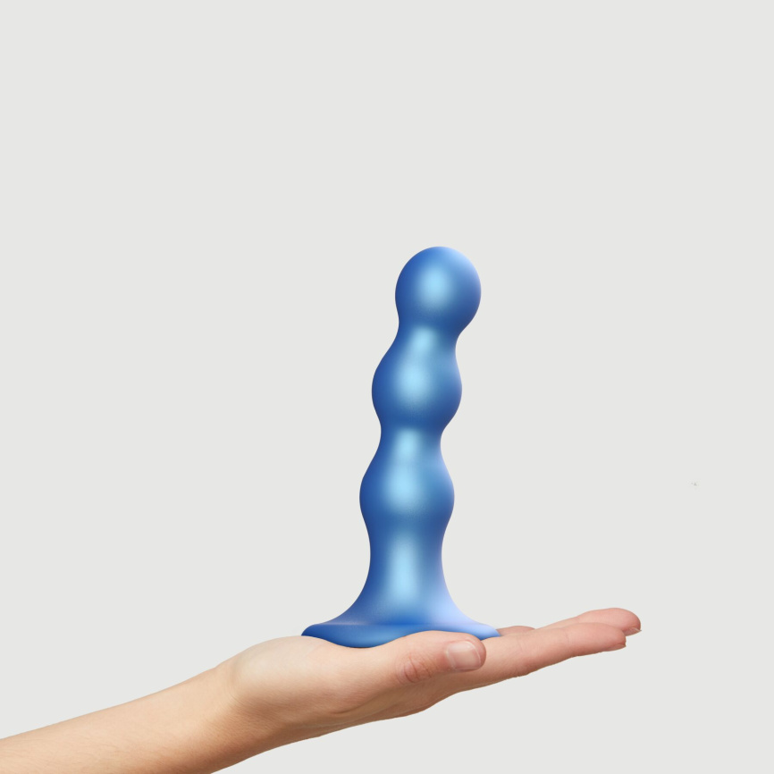 Насадка для страпона Strap-On-Me Dildo Plug Balls Blue Metallic M фото 3