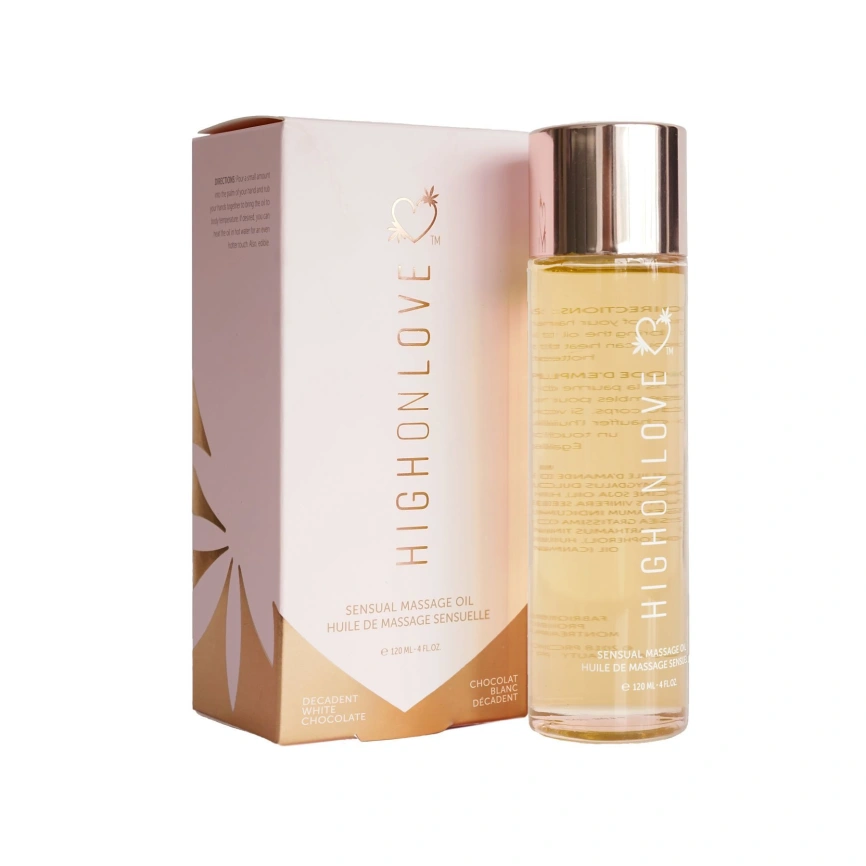 Массажное масло HighOnLove Massage Oil - Decadent White Chocolate (120 мл) с маслом семян конопли фото 1