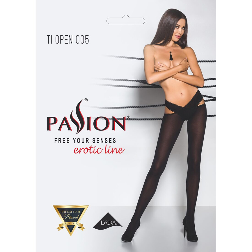 Еротичні колготки Passion TIOPEN 005 3/4 (60 den), nero, з вирізом, оригінальний пояс фото 5