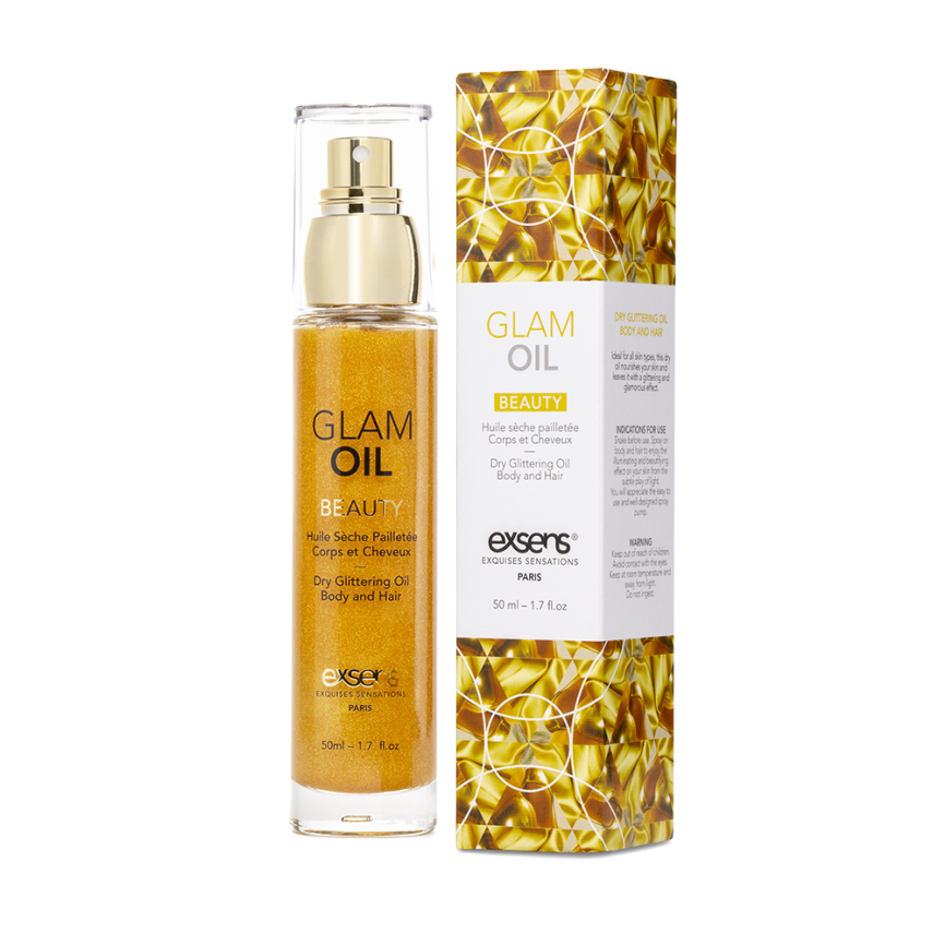 Олія для тіла з блиском EXSENS Glam Oil 50мл, з мигдальною олією, без парабенів і феноксіетанолу фото 1