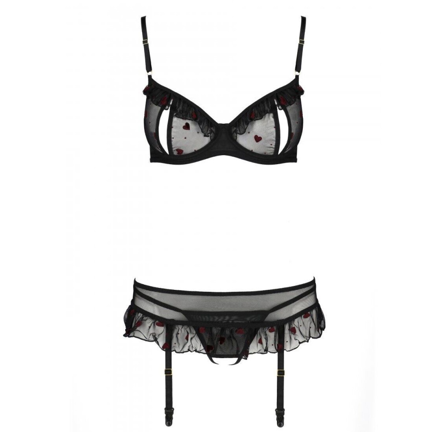 Сексуальний комплект з поясом для панчіх Passion LOVELIA SET XXL/XXXL, black фото 5
