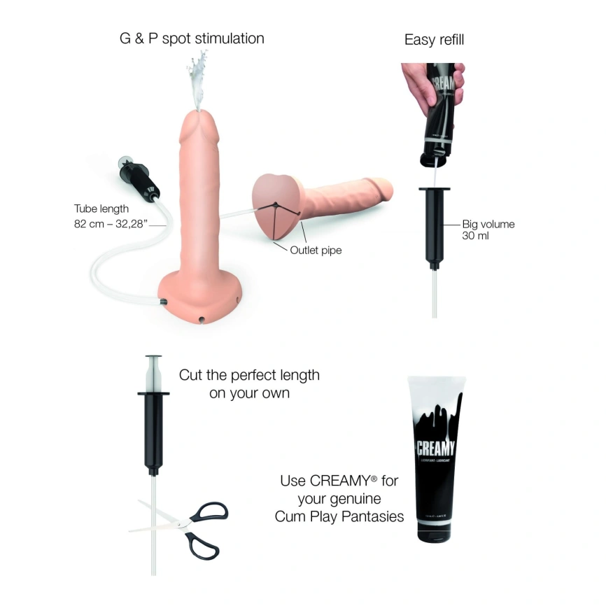 Кончающий фаллоимитатор Strap-On-Me Squirting Cum Dildo Realistic Vanilla, диам. 3,5 см, силикон фото 2