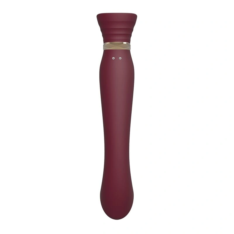Смартвибратор 3в1 Zalo — Queen Set Wine Red, пульсирующая жемчужина и вакуум, кристалл Swarovski фото 5