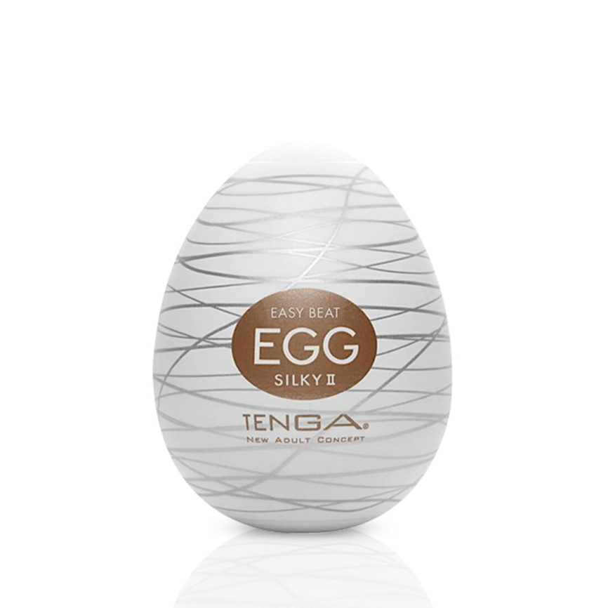 Мастурбатор-яйце Tenga Egg Silky II з рельєфом у вигляді павутини фото 1