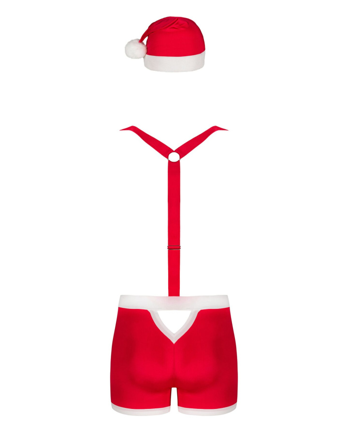 Чоловічий еротичний костюм Санта-Клауса Obsessive Mr Claus L/XL, боксери на підтяжках, шапочка з пом фото 6