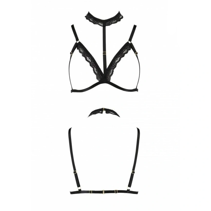 Бюстгальтер-стрепы с чокером Passion Exclusive SHELLY BRA S/M, black фото 10