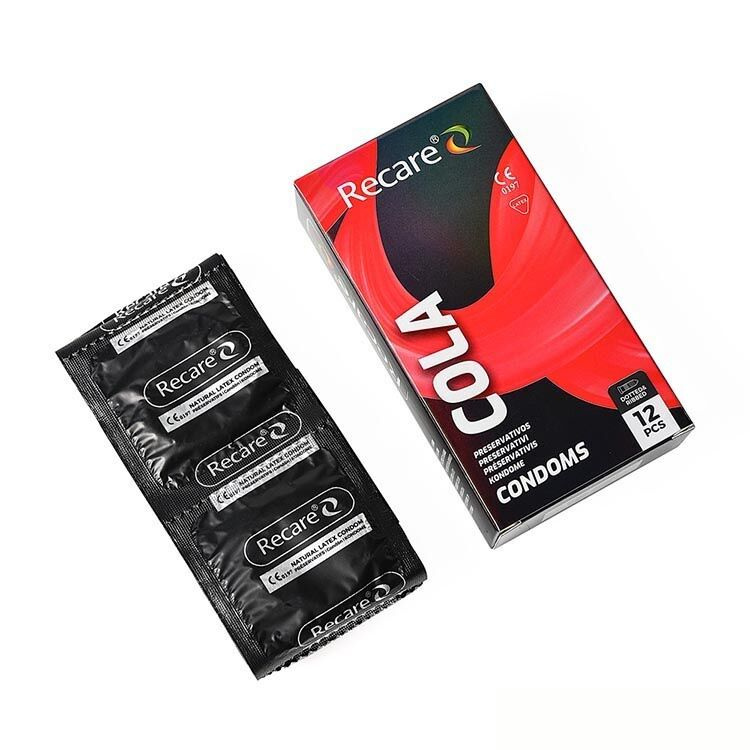 Презервативи Holographic Recare Cola Dotted&Ribbed Condoms 12шт, з пухирцями і ребрами, аромат: Кола фото 2