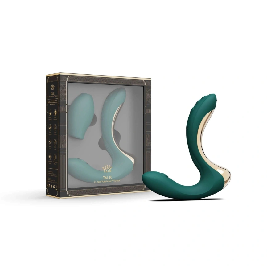 Вибратор-пульсатор с вакуумной насадкой Zalo – Talis G-Spot PulseWave Vibrator Turquoise Green фото 7