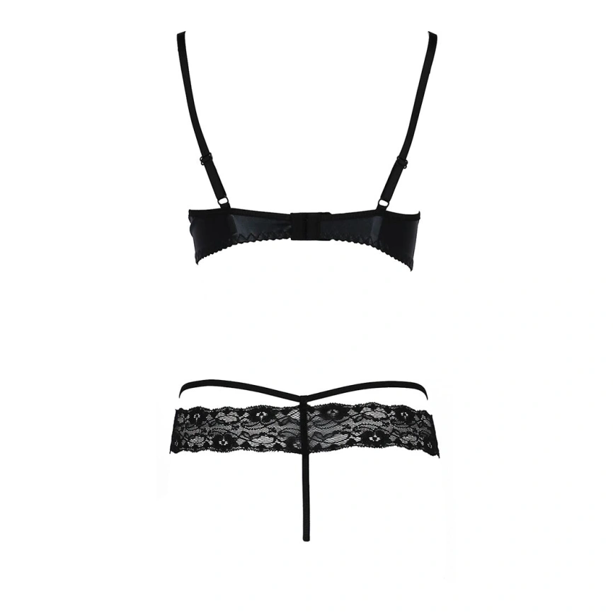 Комплект белья Passion Exclusive NORTH SET S/M, black, лиф и трусики с элементами под латекс фото 9
