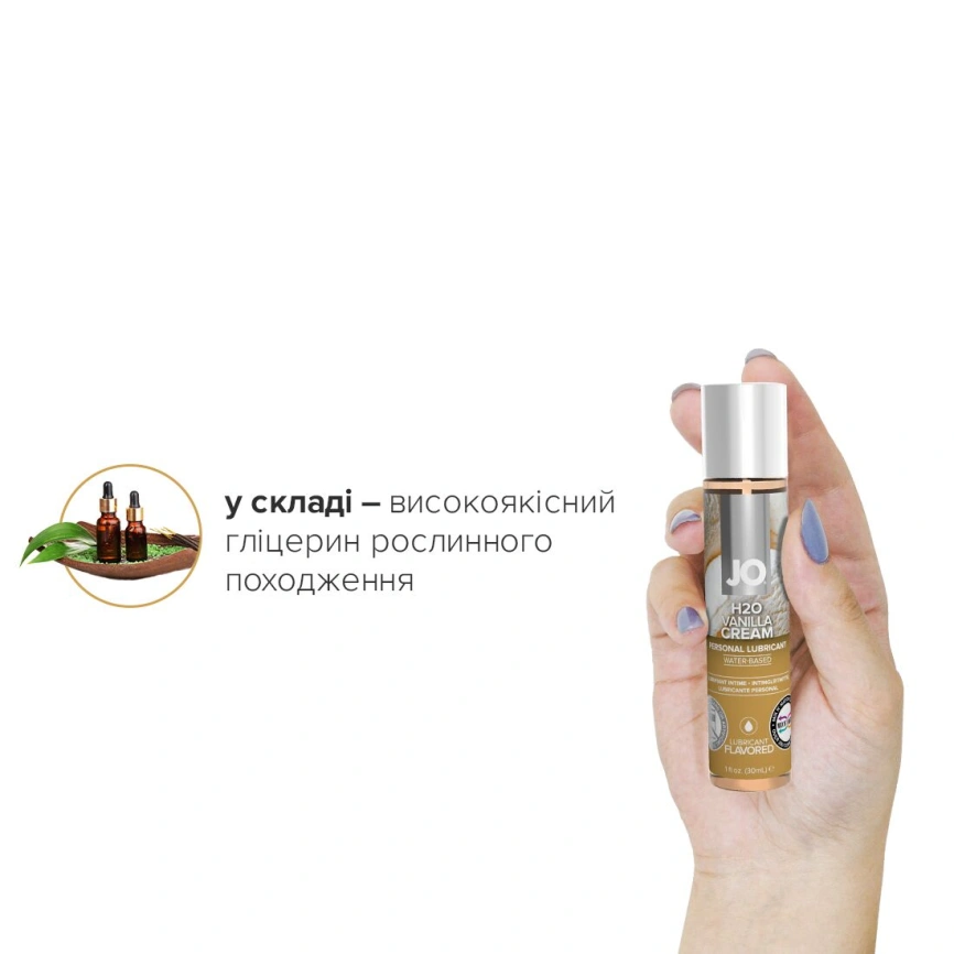 Смазка на водной основе JO H2O — Vanilla Cream (30 мл) без сахара, растительный глицерин фото 4