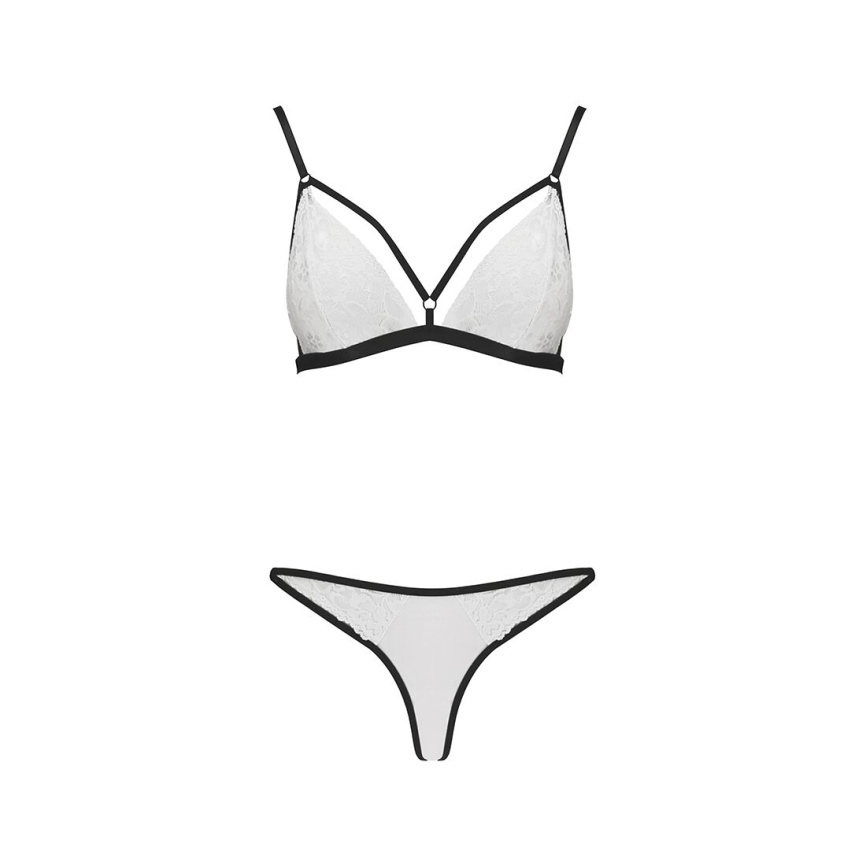 Комплект білизни Passion ORIHIME SET XXL/XXXL, white, стрепи, ліф і трусики фото 3