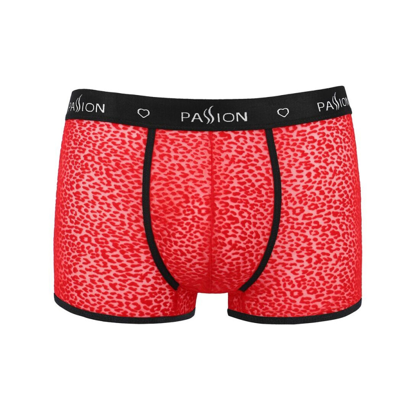 Чоловічі прозорі боксери Passion 046 SHORT PARKER S/M Red, сітка, під леопард фото 11