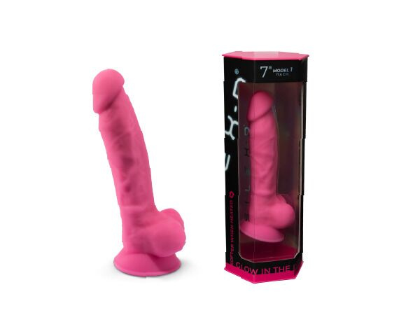 Фалоімітатор SilexD Johnny Pink Glow in the dark, двошаровий, силікон+Silexpan, діаметр 3,5см фото 12