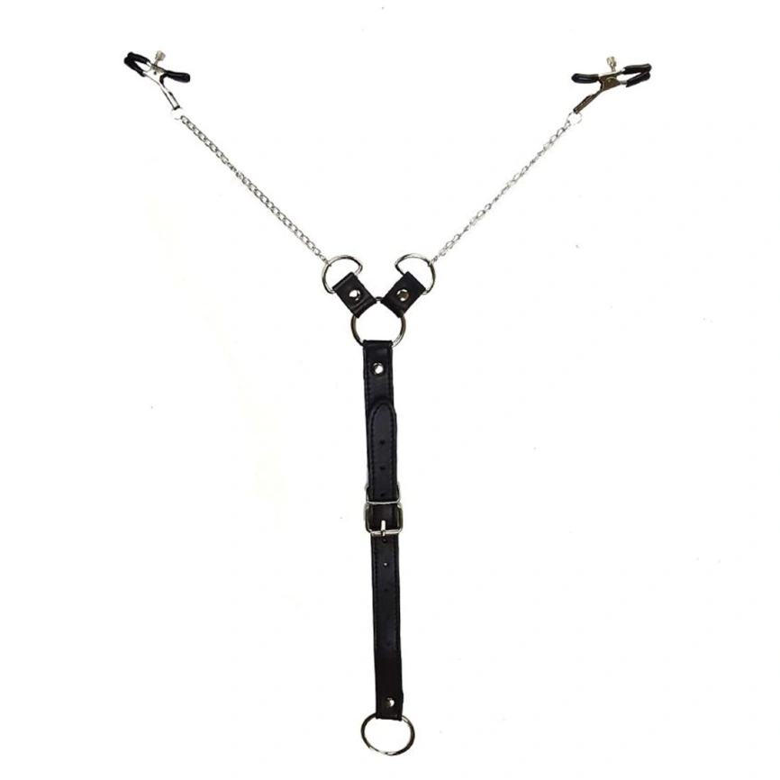 Зажимы для сосков с фиксацией на пенисе Art of Sex – Nipple Clamps for Men, экокожа фото 5