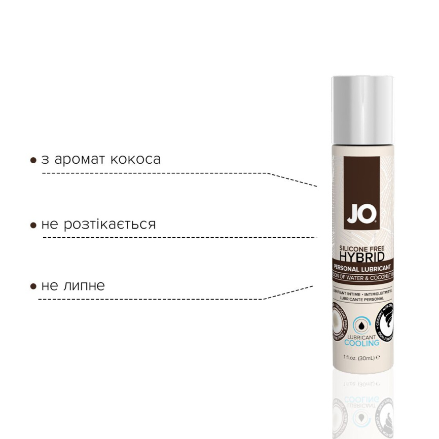 Охолоджувальна змазка-крем з кокосовою олією JO Coconut Hybrid COOLING (30 мл) біла фото 3