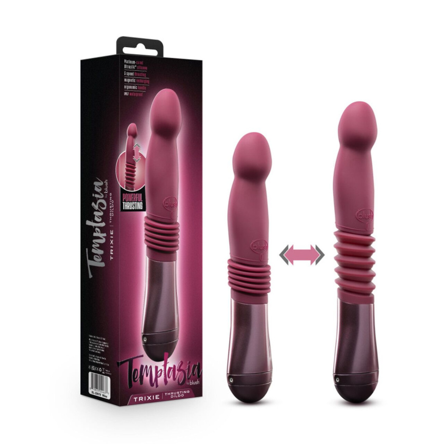 Пульсатор для точки G Blush Temptasia – Trixie Thrusting Dildo – Wine Red, 3 швидкості фото 7