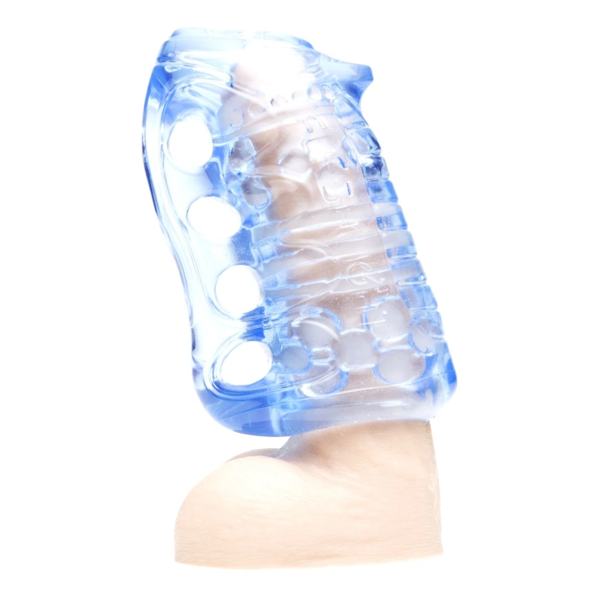 Мастурбатор Fleshlight Fleshskins Grip Blue Ice, надежная фиксация на руке, отлично для пар и минета фото 2