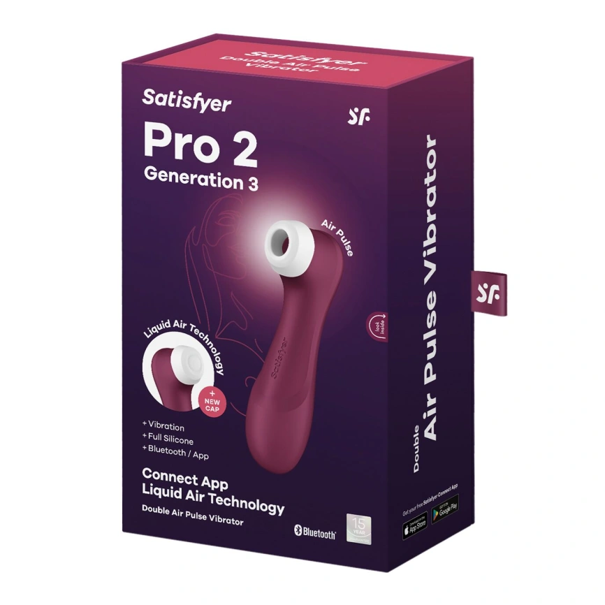 Вакуумный клиторальный стимулятор Satisfyer Pro 2 Generation 3 with Liquid Air Connect App Wine Red фото 6