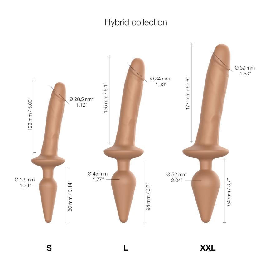 Анальна пробка з дилдо 2в1 Strap-On-Me SWITCH PLUG-IN REALISTIC DILDO Caramel S, діаметр 3,3/2,9 см фото 4