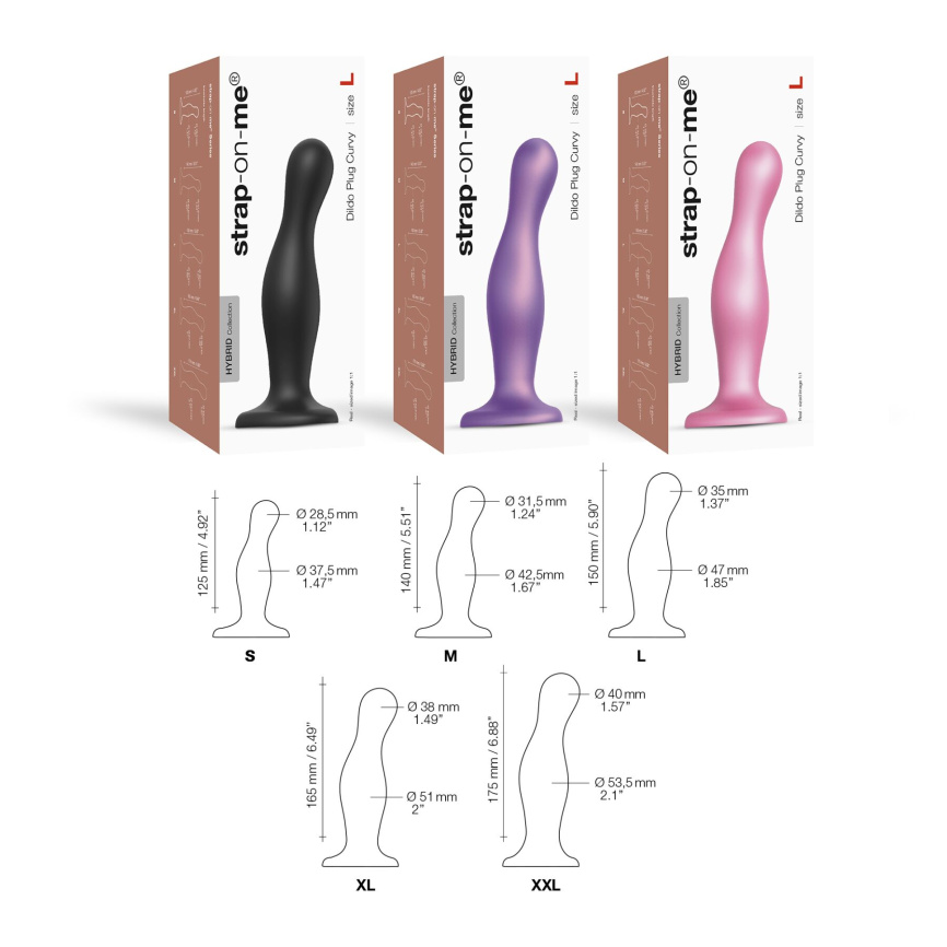 Насадка для страпона Strap-On-Me Dildo Plug Curvy Rose Dragee Metallic M фото 3