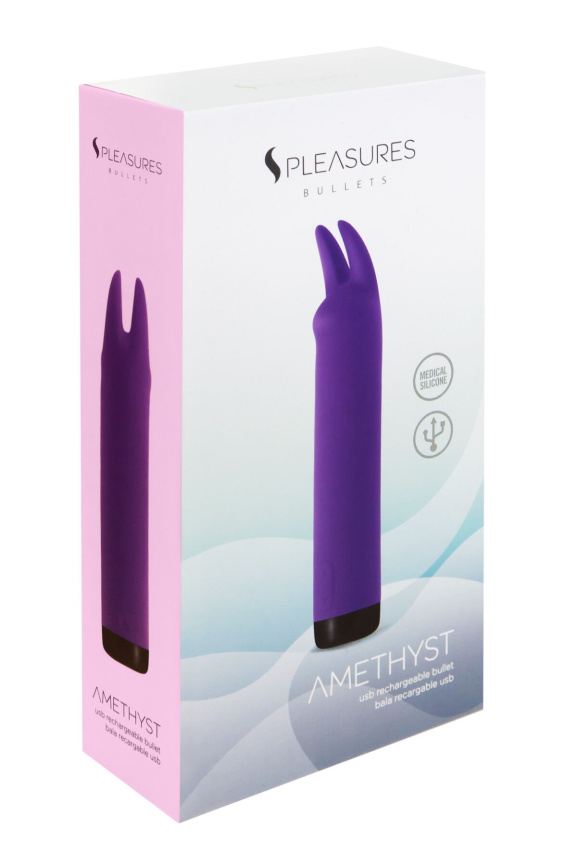 Вібратор S Pleasures Bullets Amethyst, фіолетовий, з двома відростками, 10 режимів, діаметр 2,8 см фото 4