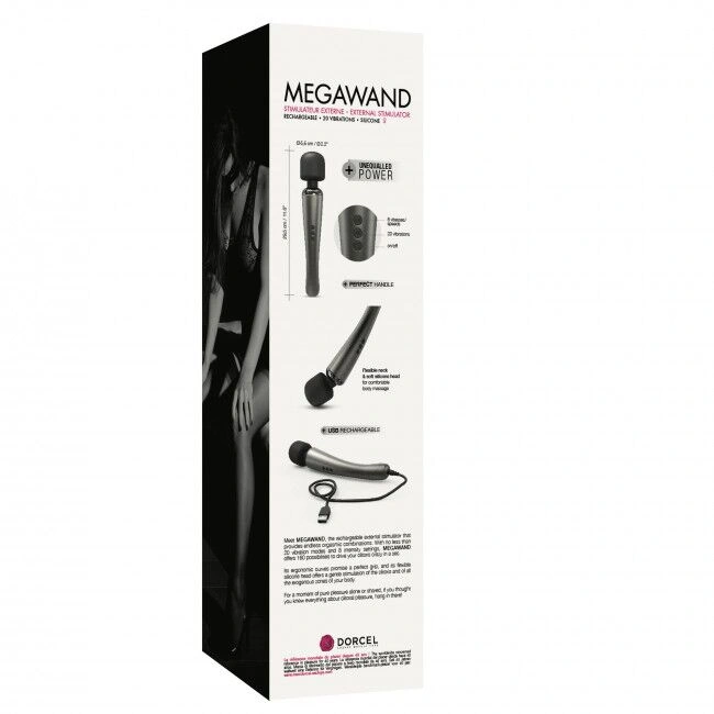 Мощный вибромассажер Dorcel Megawand Chrome Silver перезаряжаемый, 160 режимов фото 8