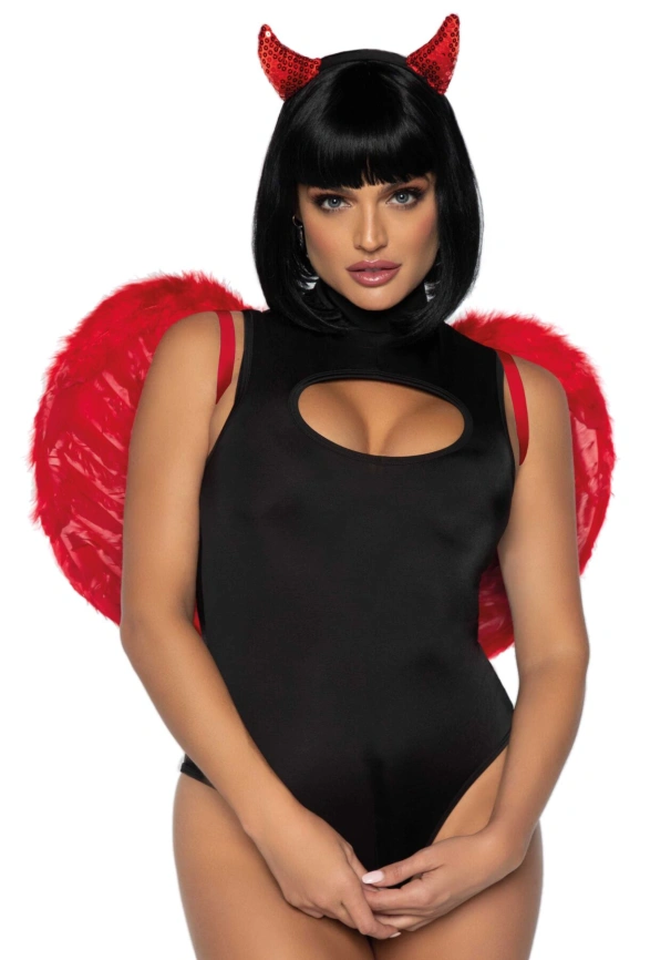 Крылья дьяволицы Leg Avenue devil wings Red, настоящие перья фото 4