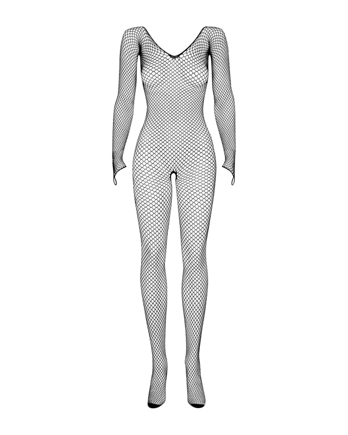 Сітчастий бодістокінг із довгим рукавом Obsessive Bodystocking N109 black S/M/L, чорний, комбінезон фото 3