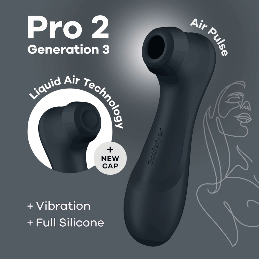 Вакуумний кліторальний стимулятор Satisfyer Pro 2 Generation 3 with Liquid Air Dark Grey фото 1
