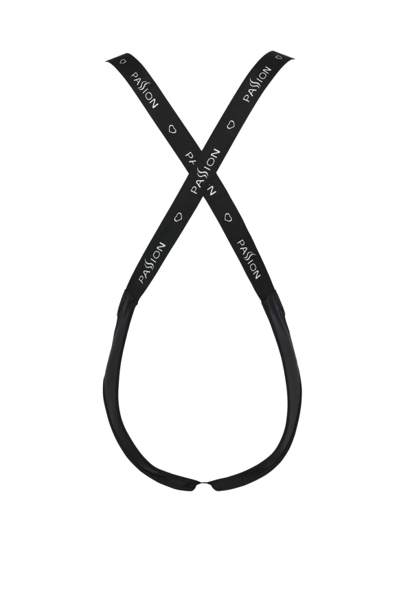 Мужское открытое боди Passion 027 BRUNO XXL/XXXL Black, под латекс, на лямках фото 4