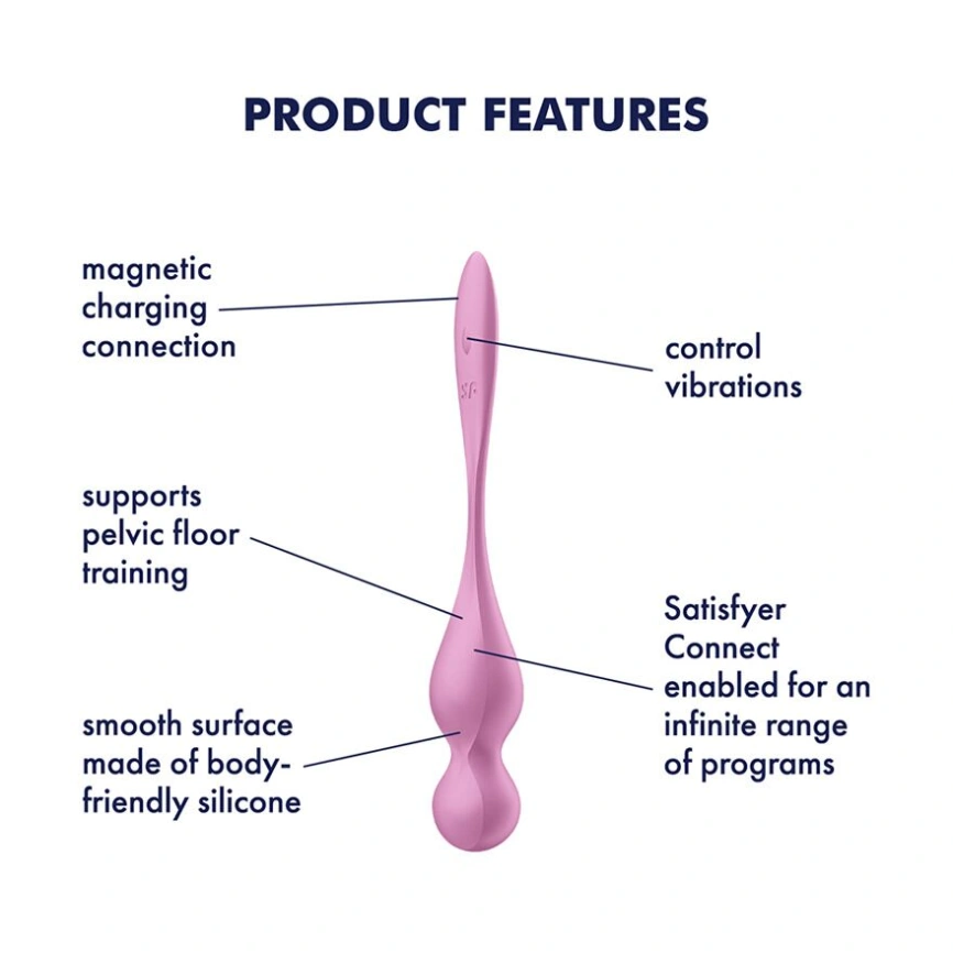 Вагинальные смарт-шарики с вибрацией Satisfyer Love Birds 1 Connect App Pink, 78 г фото 6