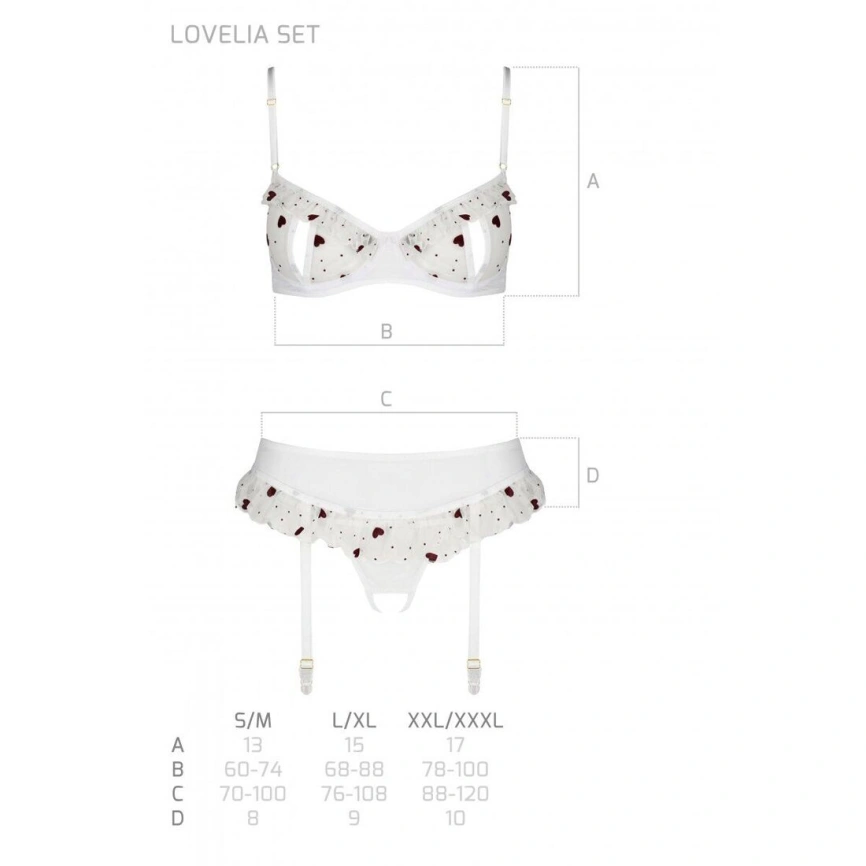 Сексуальный комплект с поясом для чулок Passion LOVELIA SET S/M, white фото 14