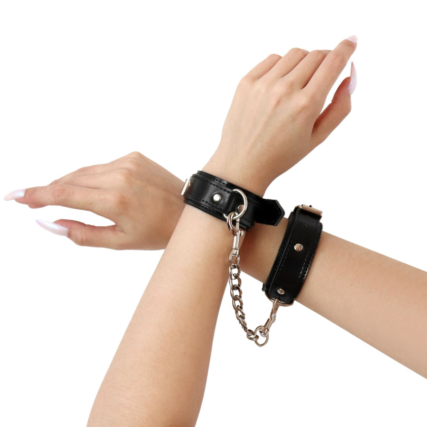 Наручники із екошкіри Art of Sex - Handcuffs Emoji, колір чорний фото 1
