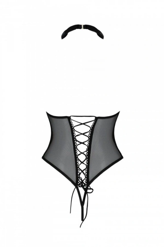 Эротическое боди Passion TRISHA BODY, L/XL, black, с открытыми чашками фото 4