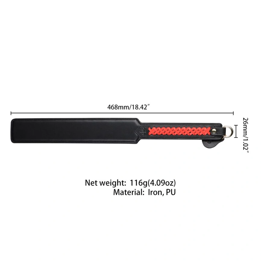 Паддл LOCKINK SEVANDA Braided-handle Spanking Paddle, черно-красный, гладкий, с плетением на ручке фото 6
