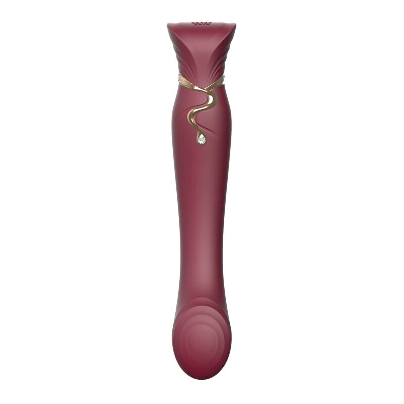 Смартвибратор 3в1 Zalo — Queen Set Wine Red, пульсирующая жемчужина и вакуум, кристалл Swarovski фото 3