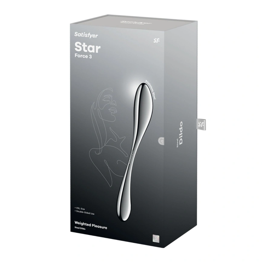 Металлический дилдо Satisfyer Star Force 3, двусторонний, можно нагревать и охлаждать, очень тяжелый фото 5