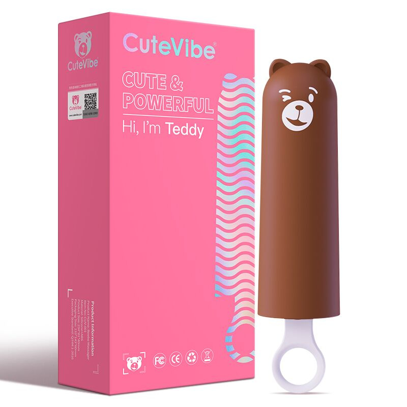 Вібратор CuteVibe Teddy Brown (Pink Dildo), реалістичний вібратор під виглядом морозива фото 5