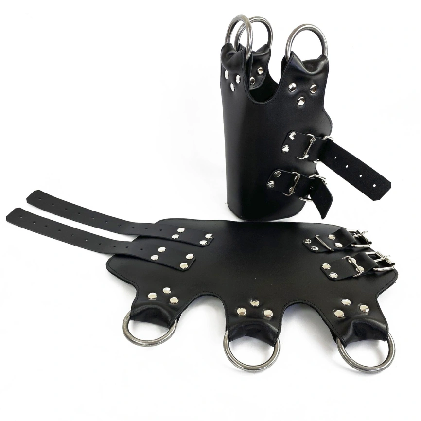 Поножи-манжеты для подвеса за ноги Art of Sex – Leg Cuffs For Suspension, черные, натуральная кожа фото 2