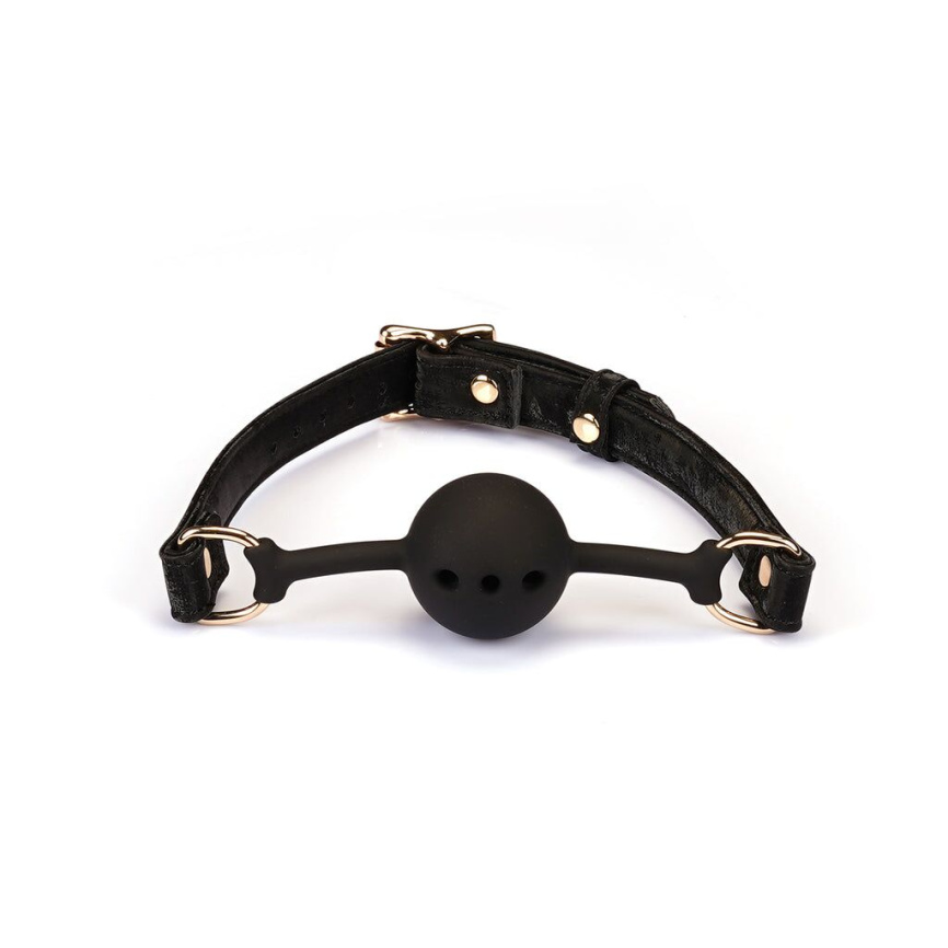 Повітропроникний кляп Liebe Seele Boudoir Amor Ball Gag Black, силіконова кулька, діаметр 4,3 см фото 1