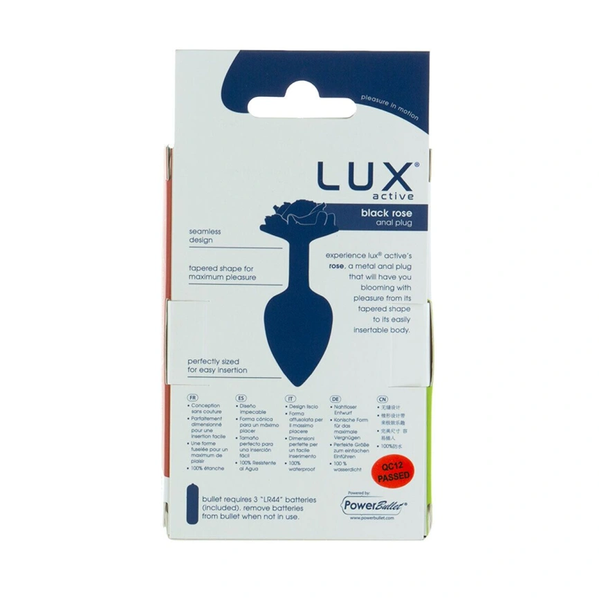 Металлическая анальная пробка Lux Active с розой - Rose Anal Plug - Black, вибропуля в подарок фото 6