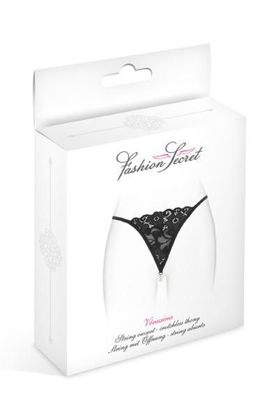 Трусики-стрінги з перлинною ниткою Fashion Secret VENUSINA Black фото 3