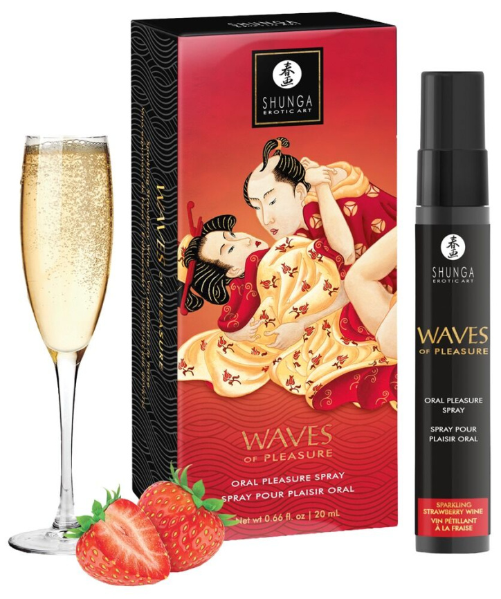 Спрей для посилення слиновиділення Shunga Waves of Pleasure Strawberry Sparkling Wine фото 1