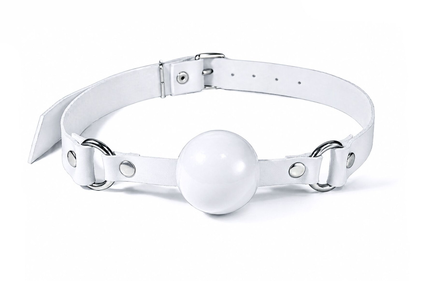 Кляп силіконовий Feral Feelings Silicon Ball Gag White/White, білий ремінець, біла кулька фото 1