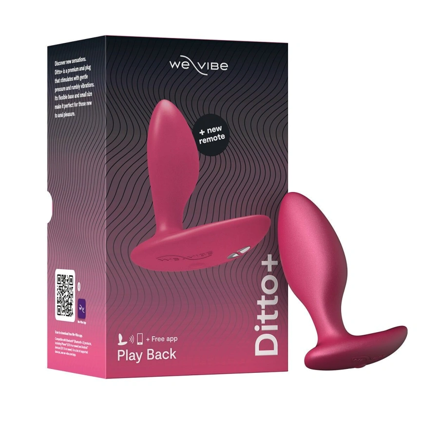 Анальная смарт-вибропробка We-Vibe Ditto+ Cosmic Pink, 10 режимов, пульт ДУ фото 9