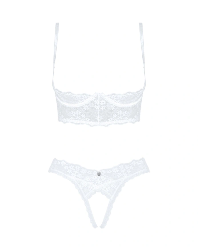 Эротический комплект Obsessive Heavenlly 2-pcs cupless set XL/2XL, открытая грудь, с доступом фото 3