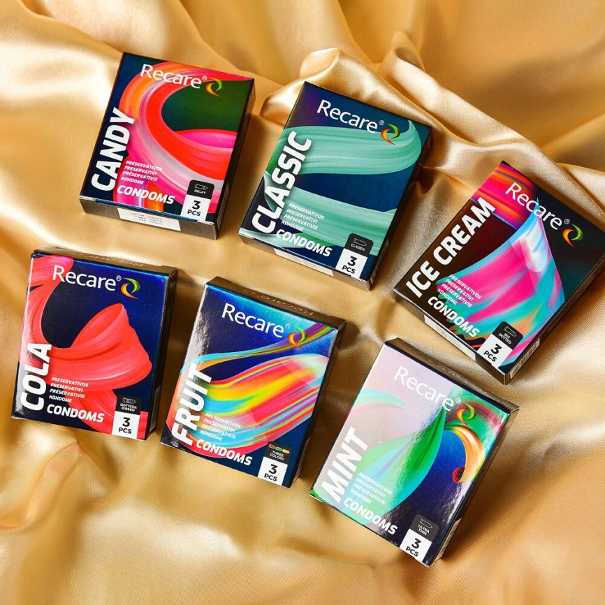 Презервативы Holographic Recare Ice Cream Big Dotted Condoms 3 шт, с пупырышками, аромат: мороженое фото 7