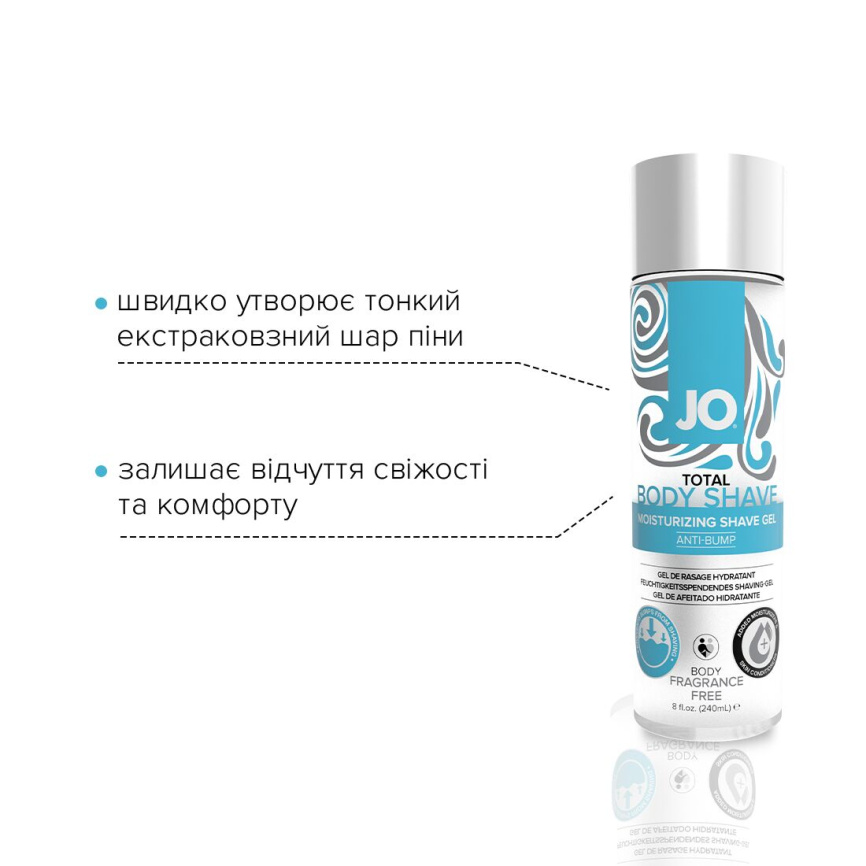 Гель для гоління JO TOTAL BODY — Anti-bump Intimate Shaving Gel (240 мл) зволожувальний фото 3