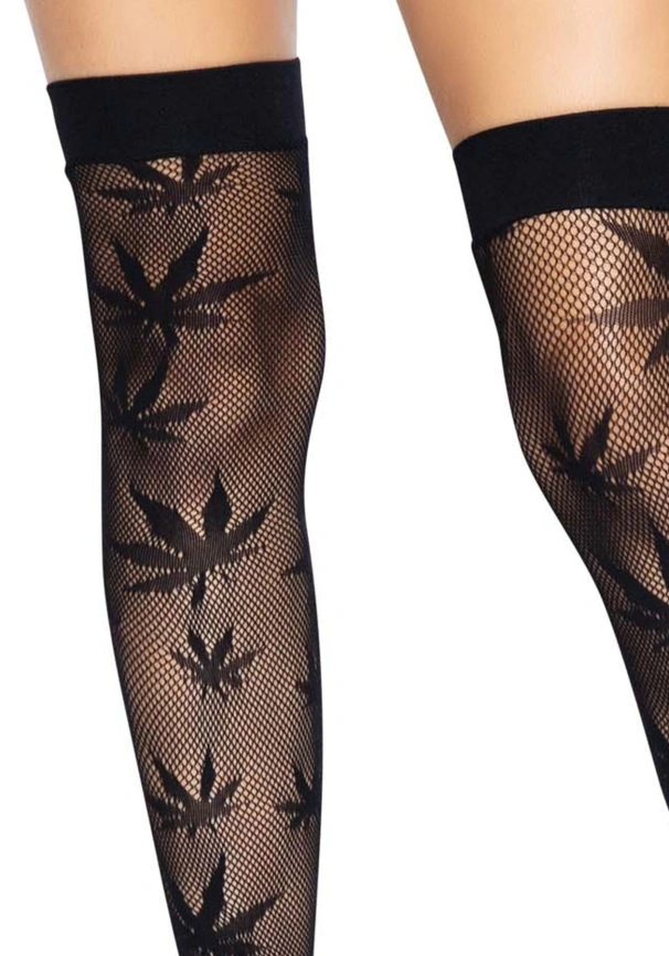 Чулки с рисунком Leg Avenue 420 Net thigh highs Black фото 3